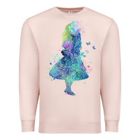 Pale Pink watercolor splatter alice in wonderland t shirt design Premium Sweatshirt - PixelWave