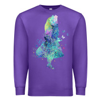 Purple watercolor splatter alice in wonderland t shirt design Premium Sweatshirt - PixelWave