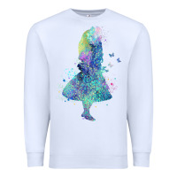 White watercolor splatter alice in wonderland t shirt design Premium Sweatshirt - PixelWave
