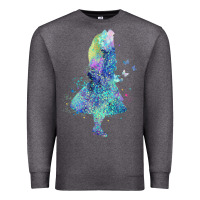 Charcoal Heather watercolor splatter alice in wonderland t shirt design Premium Sweatshirt - PixelWave