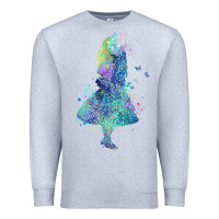 Heather Grey watercolor splatter alice in wonderland t shirt design Premium Sweatshirt - PixelWave