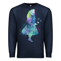 Navy watercolor splatter alice in wonderland t shirt design Premium Sweatshirt - PixelWave