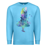 Ocean Blue watercolor splatter alice in wonderland t shirt design Premium Sweatshirt - PixelWave