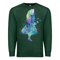 Sports Green watercolor splatter alice in wonderland t shirt design Premium Sweatshirt - PixelWave