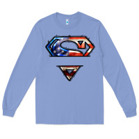 Colony Blue super american flag logo Long Sleeve Tee - LillyAllenDesigns