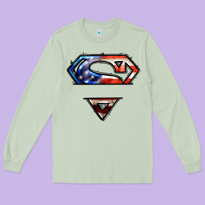 Super American Flag Logo Long Sleeve Tee Designed By Lillyallendesigns