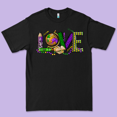 Love Teacher Mardi Gras Premium Tee Designed By Oliviacreatesart