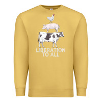 Antique Gold liberation to all vegan vegetarian food animal love Premium Sweatshirt - PixelWave