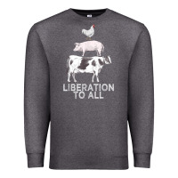 Charcoal Heather liberation to all vegan vegetarian food animal love Premium Sweatshirt - PixelWave
