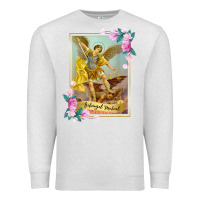 Oatmeal Heather St Michael the Archangel - Protector Catholic Church Angel Premium Sweatshirt - PixelWave