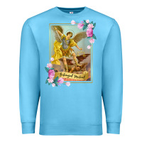 Ocean Blue St Michael the Archangel - Protector Catholic Church Angel Premium Sweatshirt - PixelWave