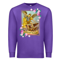 Purple St Michael the Archangel - Protector Catholic Church Angel Premium Sweatshirt - PixelWave
