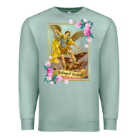 Seafoam St Michael the Archangel - Protector Catholic Church Angel Premium Sweatshirt - PixelWave