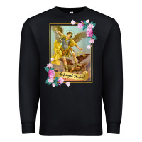 Black St Michael the Archangel - Protector Catholic Church Angel Premium Sweatshirt - PixelWave