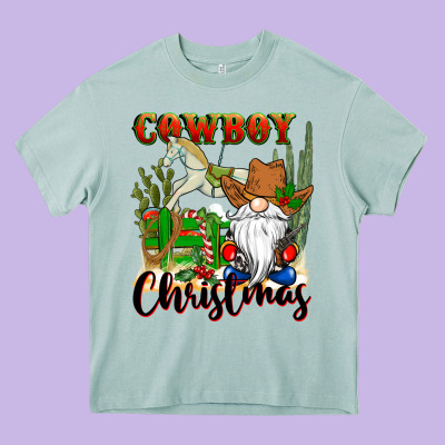 Cowboy Christmas Gnome Heavy Core Tee Designed By Cowgirlartshop