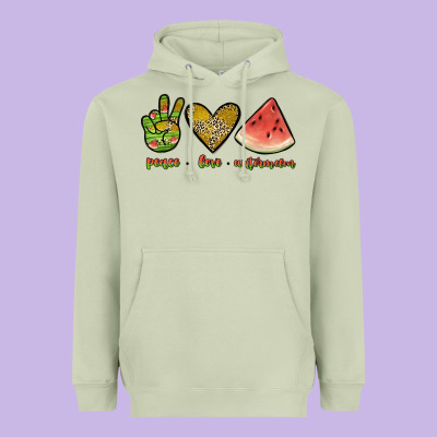 Peace Love Watermelon Heavyweight Hoodie Designed By Jahusdesignshop