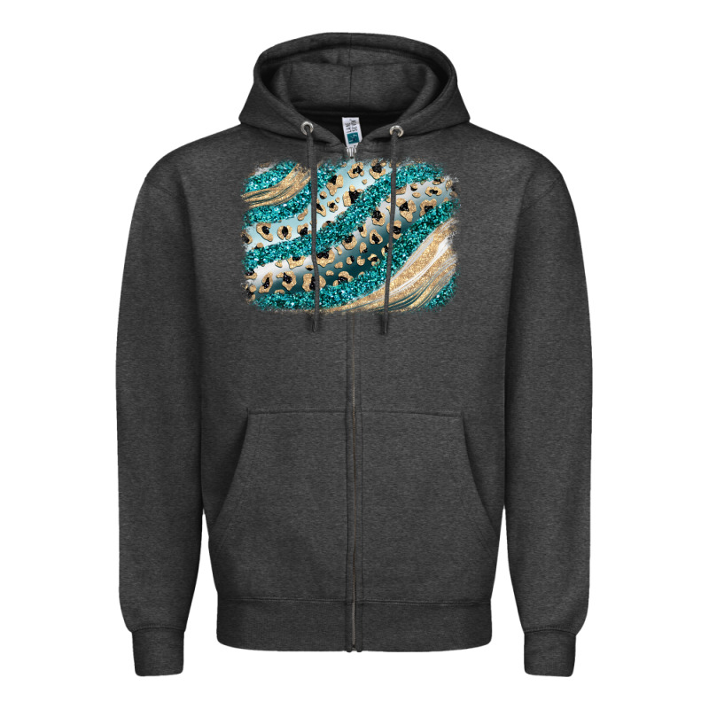Turquoise Glitter Background Zipper Hoodie by JahusDesignShop | Teevron