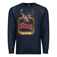 Navy Vintage Stag Beer, distressed Premium Sweatshirt - Craftify