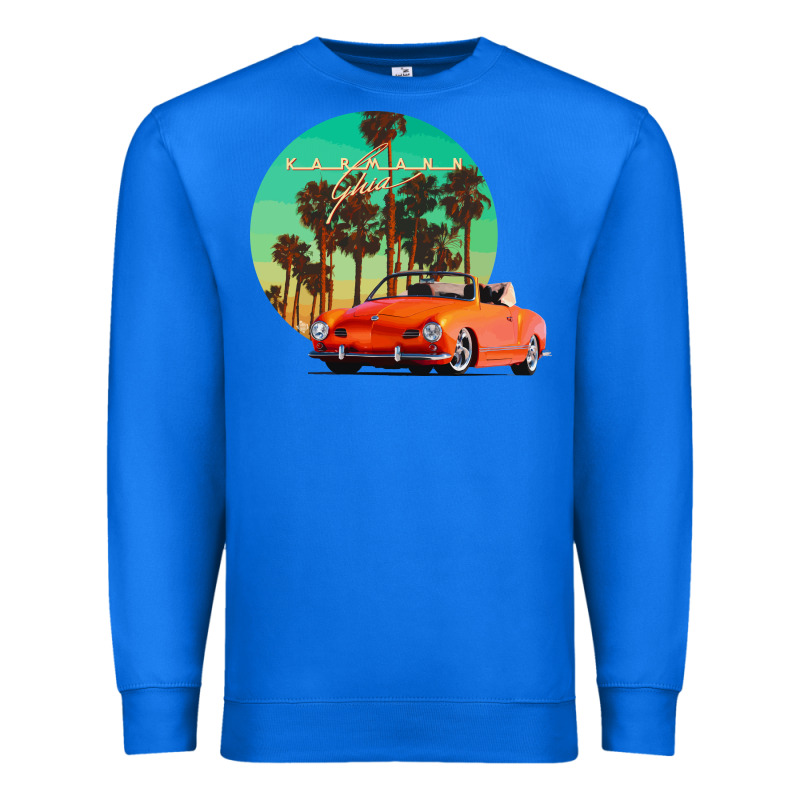 Karmann Ghia Sunset Palm Love Quote Premium Sweatshirt by Craftify | Teevron