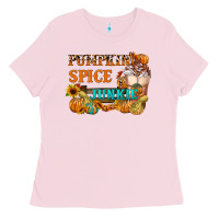 Bubblegum Pink Pumpkin Spice Junkie Ladies Tee - FaDigitalArtStudio