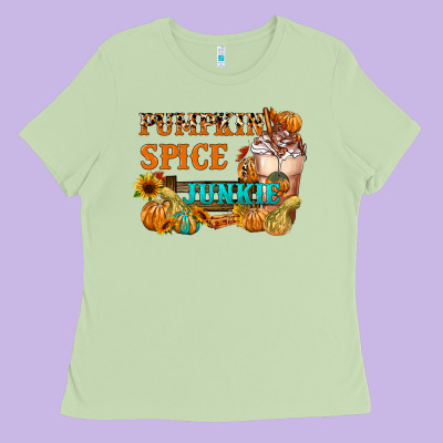 Pumpkin Spice Junkie Ladies Tee Designed By Fadigitalartstudio