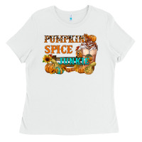 White Pumpkin Spice Junkie Ladies Tee - FaDigitalArtStudio