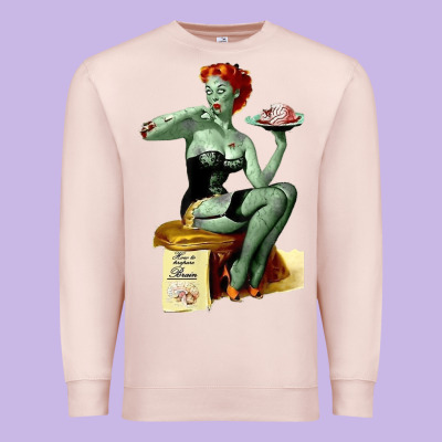 Zombie Pin Up Girl Halloween Premium Sweatshirt Designed By Craftify