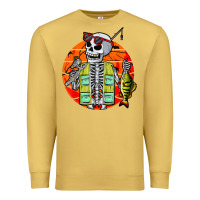 Antique Gold skeleton fishing lover moon halloween costume fish Premium Sweatshirt - Craftify