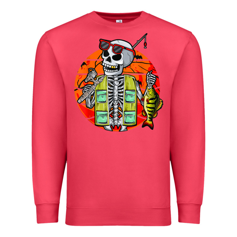 Skeleton Fishing Lover Moon Halloween Costume Fish Premium Sweatshirt by Craftify | Teevron