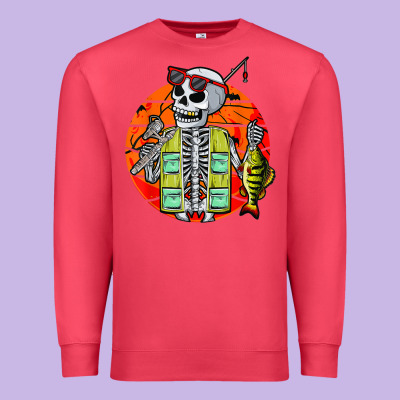 Skeleton Fishing Lover Moon Halloween Costume Fish Premium Sweatshirt Designed By Craftify