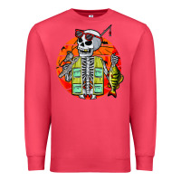 Cardinal skeleton fishing lover moon halloween costume fish Premium Sweatshirt - Craftify
