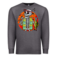 Charcoal Heather skeleton fishing lover moon halloween costume fish Premium Sweatshirt - Craftify
