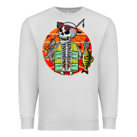 Dove Grey skeleton fishing lover moon halloween costume fish Premium Sweatshirt - Craftify