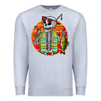 Heather Grey skeleton fishing lover moon halloween costume fish Premium Sweatshirt - Craftify