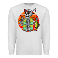 Oatmeal Heather skeleton fishing lover moon halloween costume fish Premium Sweatshirt - Craftify