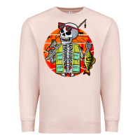 Pale Pink skeleton fishing lover moon halloween costume fish Premium Sweatshirt - Craftify