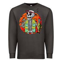 Smoke skeleton fishing lover moon halloween costume fish Premium Sweatshirt - Craftify