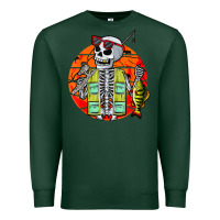 Sports Green skeleton fishing lover moon halloween costume fish Premium Sweatshirt - Craftify