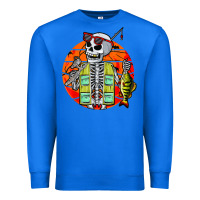 True Royal skeleton fishing lover moon halloween costume fish Premium Sweatshirt - Craftify