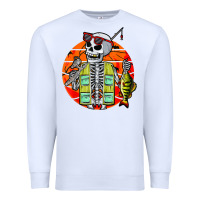 White skeleton fishing lover moon halloween costume fish Premium Sweatshirt - Craftify