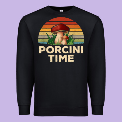 Vintage Sunset Porcini Mushroom Hunting Boletus Edulis T Shirt Premium Sweatshirt Designed By Craftify