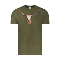 Vintage Olive longhorn cow head Vintage Tee - RanaPortraitStore