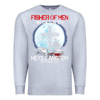 Heather Grey fisher of men we catch  em he cleans  em matthew 4 19 Premium Sweatshirt - Craftify