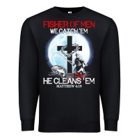 Black fisher of men we catch  em he cleans  em matthew 4 19 Premium Sweatshirt - Craftify