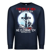 Navy fisher of men we catch  em he cleans  em matthew 4 19 Premium Sweatshirt - Craftify