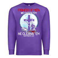 Purple fisher of men we catch  em he cleans  em matthew 4 19 Premium Sweatshirt - Craftify