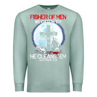 Seafoam fisher of men we catch  em he cleans  em matthew 4 19 Premium Sweatshirt - Craftify