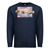Navy creation of adam hands aesthetic t shirt Premium Sweatshirt - InspiraDesign