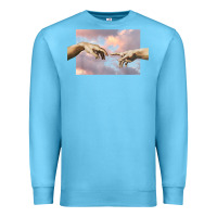 Ocean Blue creation of adam hands aesthetic t shirt Premium Sweatshirt - InspiraDesign