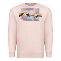Pale Pink creation of adam hands aesthetic t shirt Premium Sweatshirt - InspiraDesign
